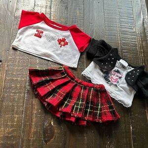 Build a bear plain Scottish skirt and 2 shirts